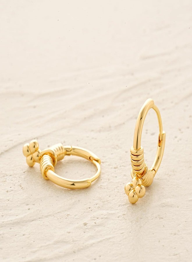 MYEARS Women Hoop Earrings Gold Huggie Clover Dangle 14K Gold Plated Small Simple Hypoallergenic Everyday Jewelry - Image 5